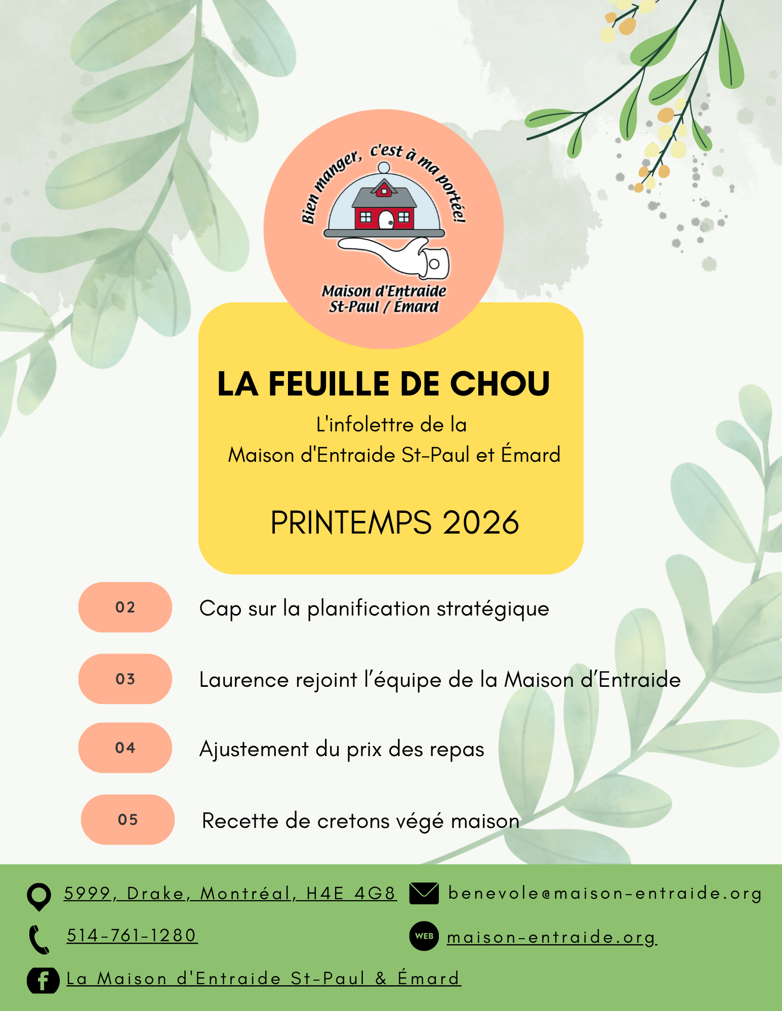Feuille de chou printemps 2026